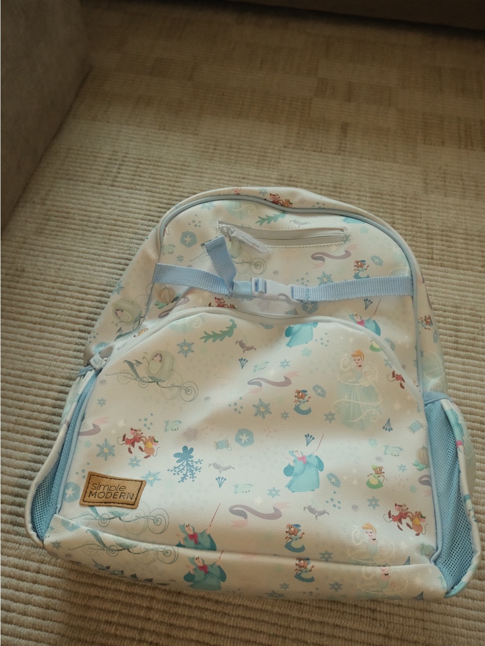 Simple Modern Light Blue Princess Print Backpack